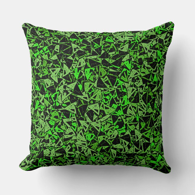 Green Black Triangle Pattern Cushion (Front)