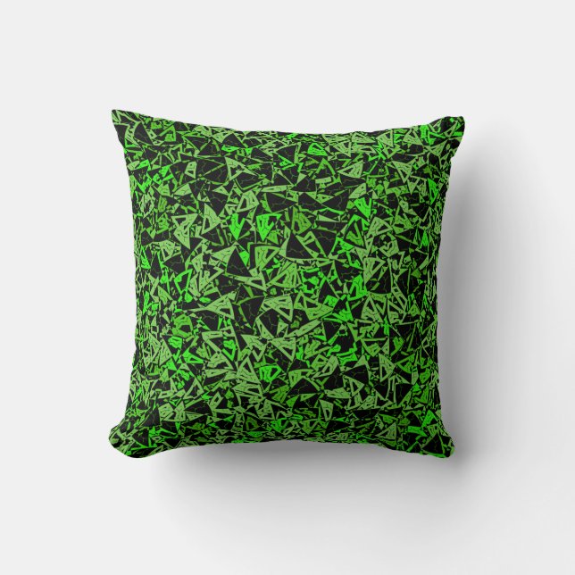 Green Black Triangle Pattern Cushion (Front)