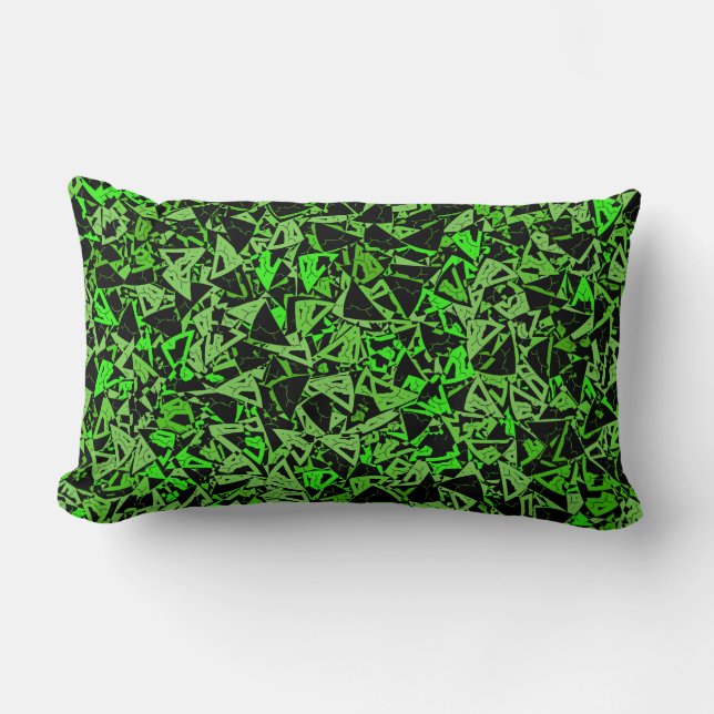 Green Black Triangle Pattern Lumbar Cushion (Front)