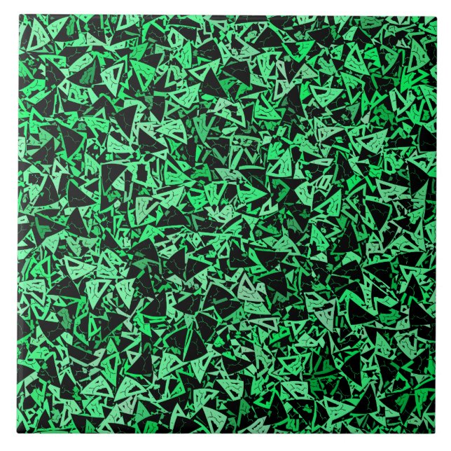 Green Black Triangle Pattern Tile (Front)