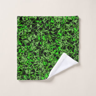 Green Black Triangle Pattern Wash Cloth