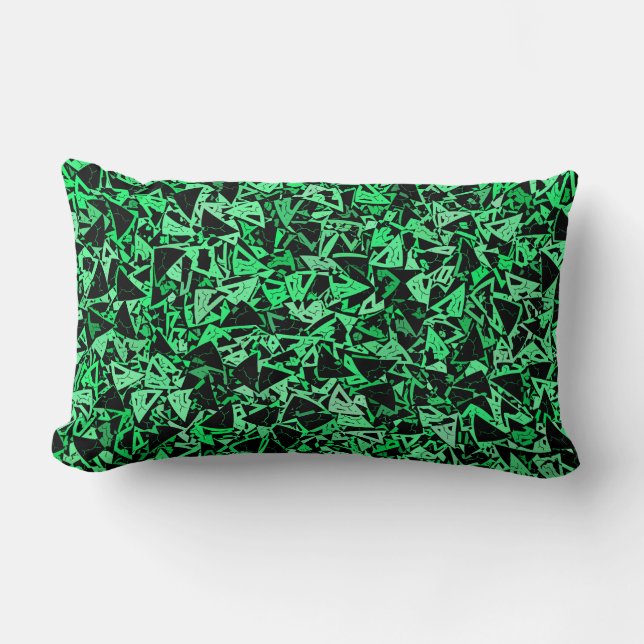 Green Black Triangle Seamless Pattern Lumbar Cushion (Front)