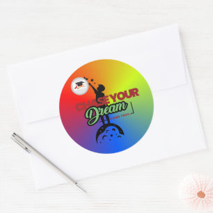 green black typography classic round sticker