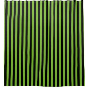 Green Black Vertical Stripe Halloween Shower Curtain