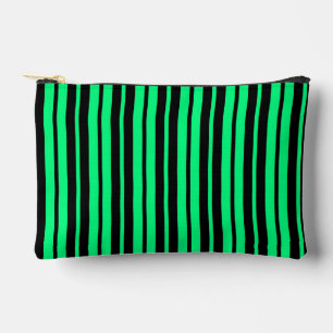 Green Black Vertical Stripes Pattern Design Accessory Pouch