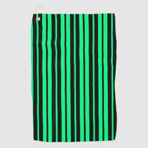 Green Black Vertical Stripes Pattern Design Golf Towel