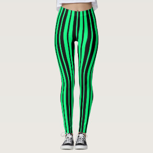 Green Black Vertical Stripes Pattern Design Leggings