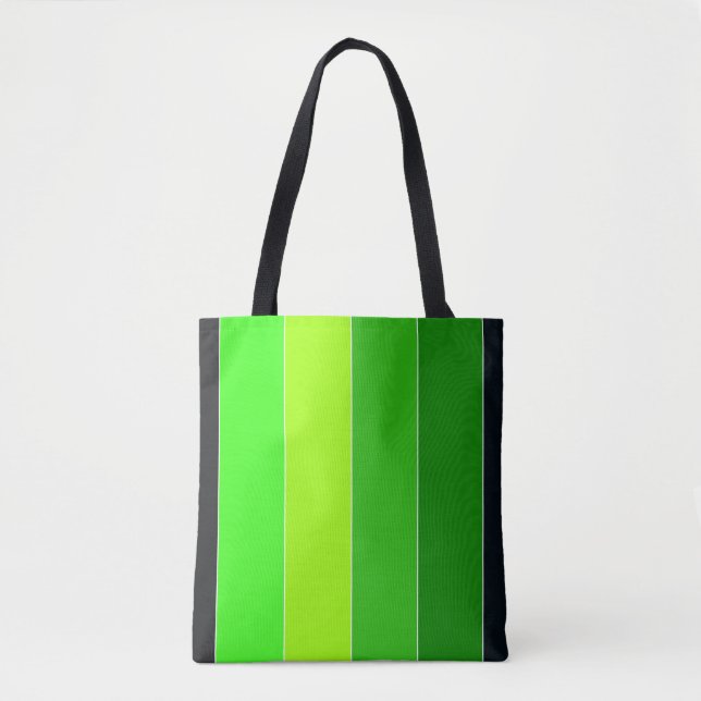 Green Black Vertical Stripes Tote Bag (Front)