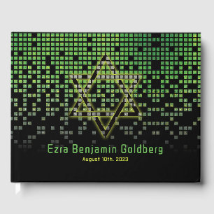 Green Black Video Game Gamer Bar Mitzvah Guest Book