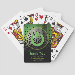 Green Black Video Game Gamer Bar Mitzvah Playing Cards