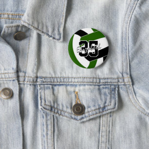 green black volleyball team colours 6 cm round badge