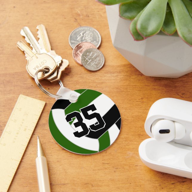 Green black volleyball team colours key ring (Desk)
