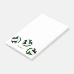 green black volleyballs w player name post-it notes
