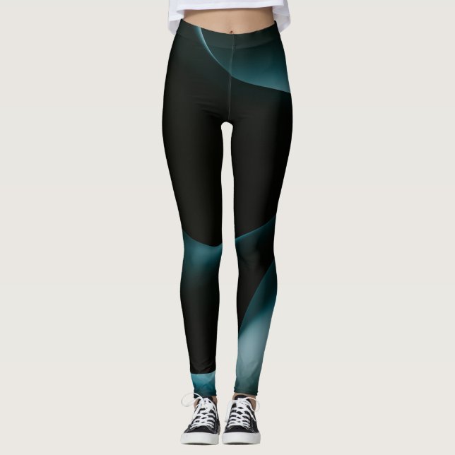 Green Black Wavy Pattern Women Workout leggings  (Front)