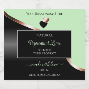 Green Black Wavy Rose Gold Hearts Product Labels
