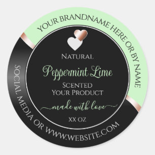 Green Black Wavy Rose Gold Hearts Product Labels