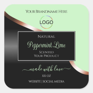 Green Black Wavy Rose Gold with Logo Product Label