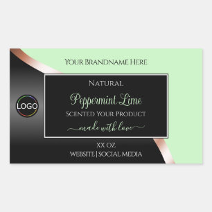 Green Black Wavy Rose Gold with Logo Product Label