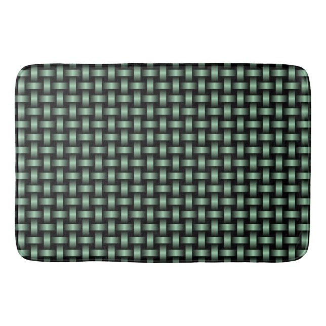 Green Black Weave Pattern Bath Mat (Front)
