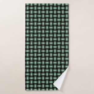 Green Black Weave Pattern Bath Towel