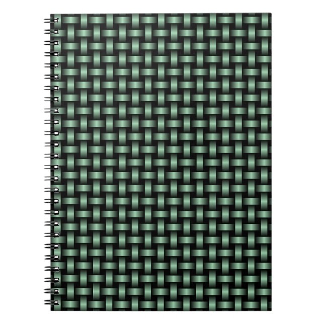 Green Black Weave Pattern Notebook (Front)