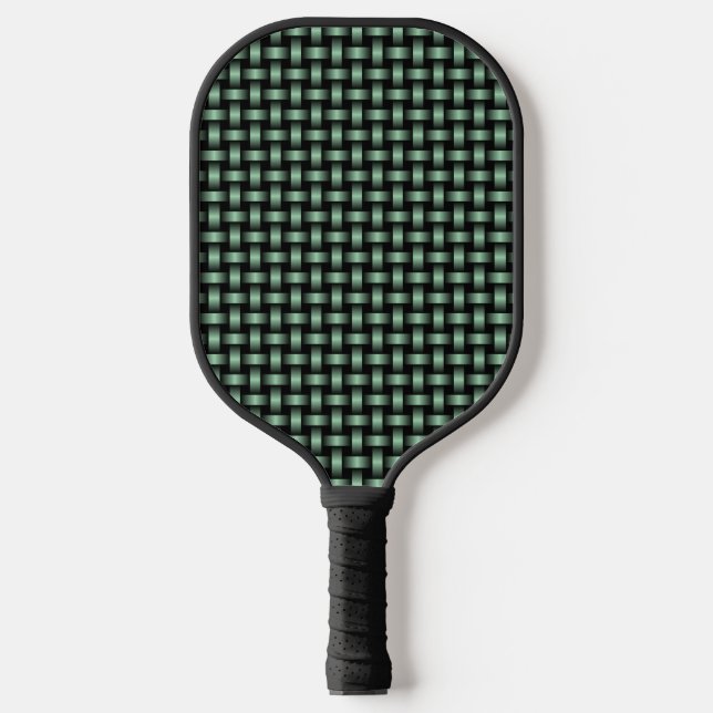 Green Black Weave Pattern Pickleball Paddle (Front)