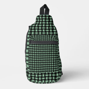 Green Black Weave Pattern Sling Bag