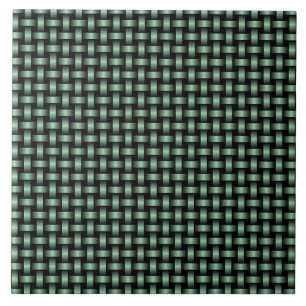 Green Black Weave Pattern Tile