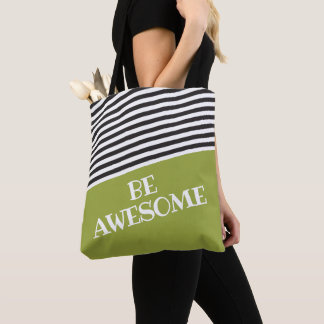Green Black White Add Own Text Personalised Tote Bag