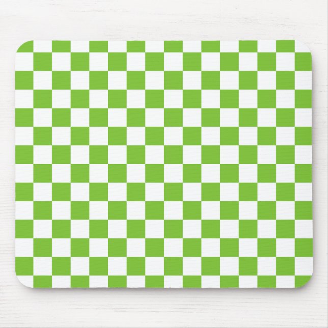 Green Black & White Chequered Mouse Pad (Front)
