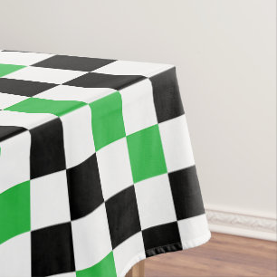 Green Black White Chequered Pattern Design Tablecloth