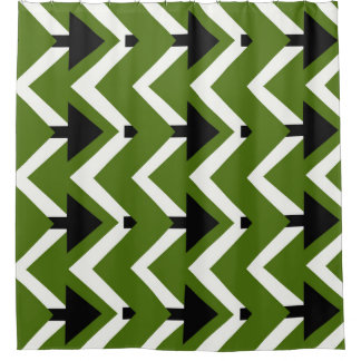 Green Black & White Chevron Shower Curtain – Bold