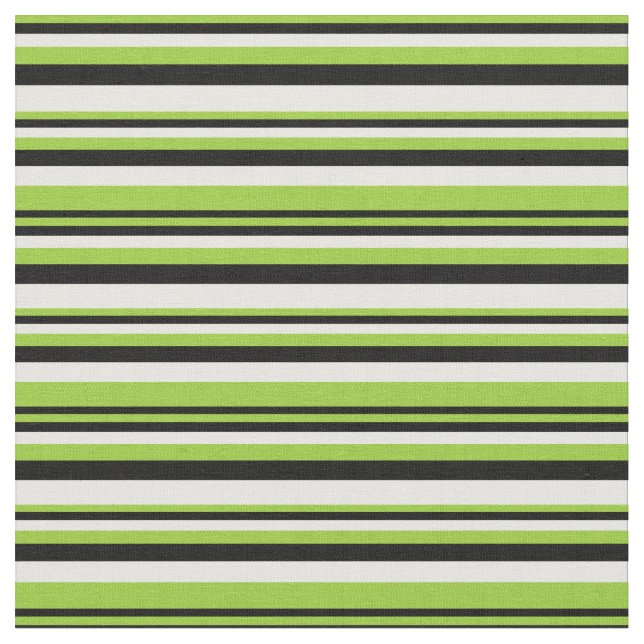 Green, Black & White Coloured Lines Fabric (Close Up)