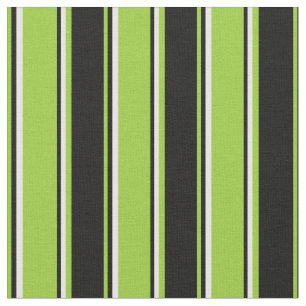 Green, Black & White Coloured Stripes Fabric