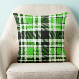 Green Black White Flannel Tartan Pattern Design  Cushion