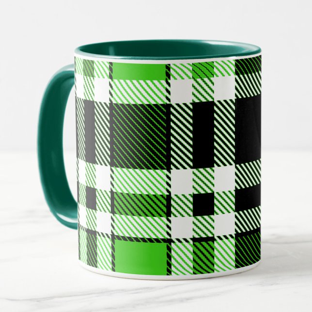 Green Black White Flannel Tartan Pattern Design  Mug (Creator Uploaded)