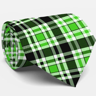 Green Black White Flannel Tartan Pattern Design Tie