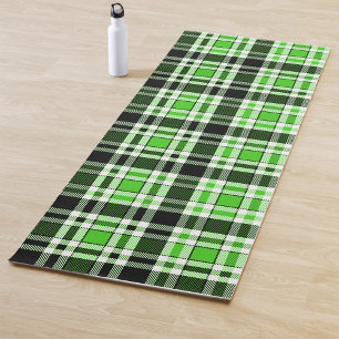 Green Black White Flannel Tartan Pattern Design Yoga Mat