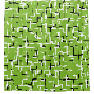 Green Black White Modern Pattern  Shower Curtain