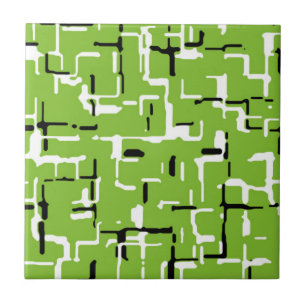 Green Black White Modern Pattern Tile