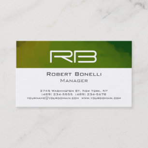 Green Black White Monogram Manager Business Card