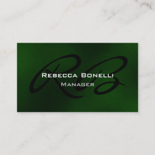Green Black White Monogram Manager Business Card