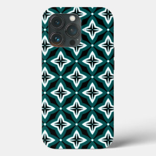 Green Black & White Ogee Pattern  iPhone 13 Pro Case