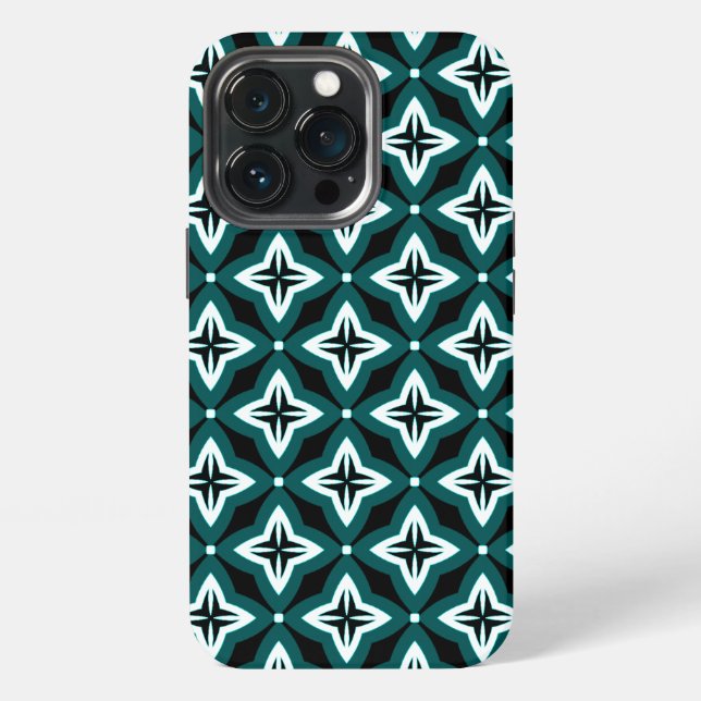 Green Black & White Ogee Pattern  iPhone Case (Back)