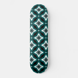 Green Black & White Ogee Pattern   Skateboard