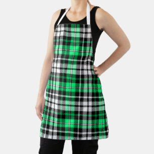 Green Black White Plaid Tartan Pattern Design  Apron