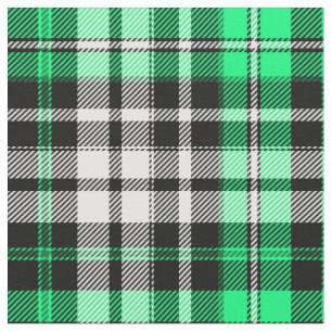 Green Black White Plaid Tartan Pattern Design  Fabric