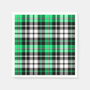 Green Black White Plaid Tartan Pattern Design Napkin