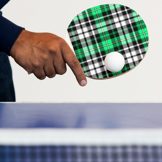 Green Black White Plaid Tartan Pattern Design  Ping Pong Paddle (Insitu)