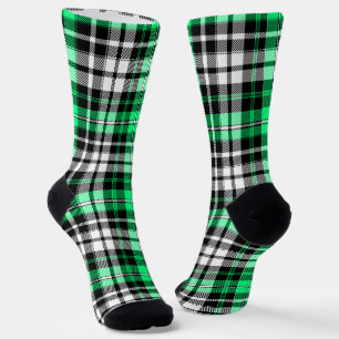 Green Black White Plaid Tartan Pattern Design Socks